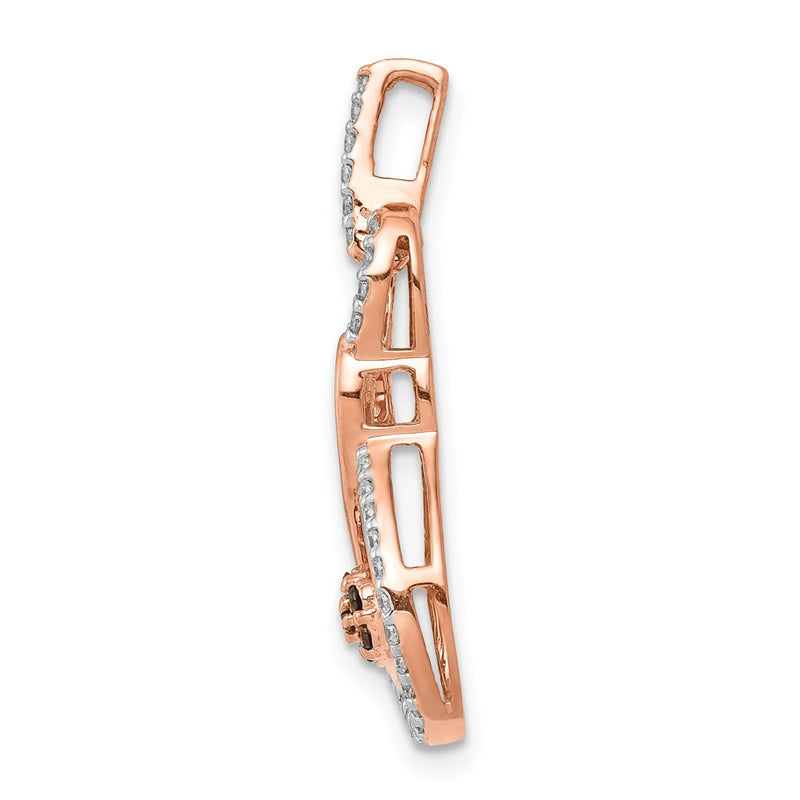 14k Rose Gold Champagne and White Real Diamond Double Infinity Chain Slide