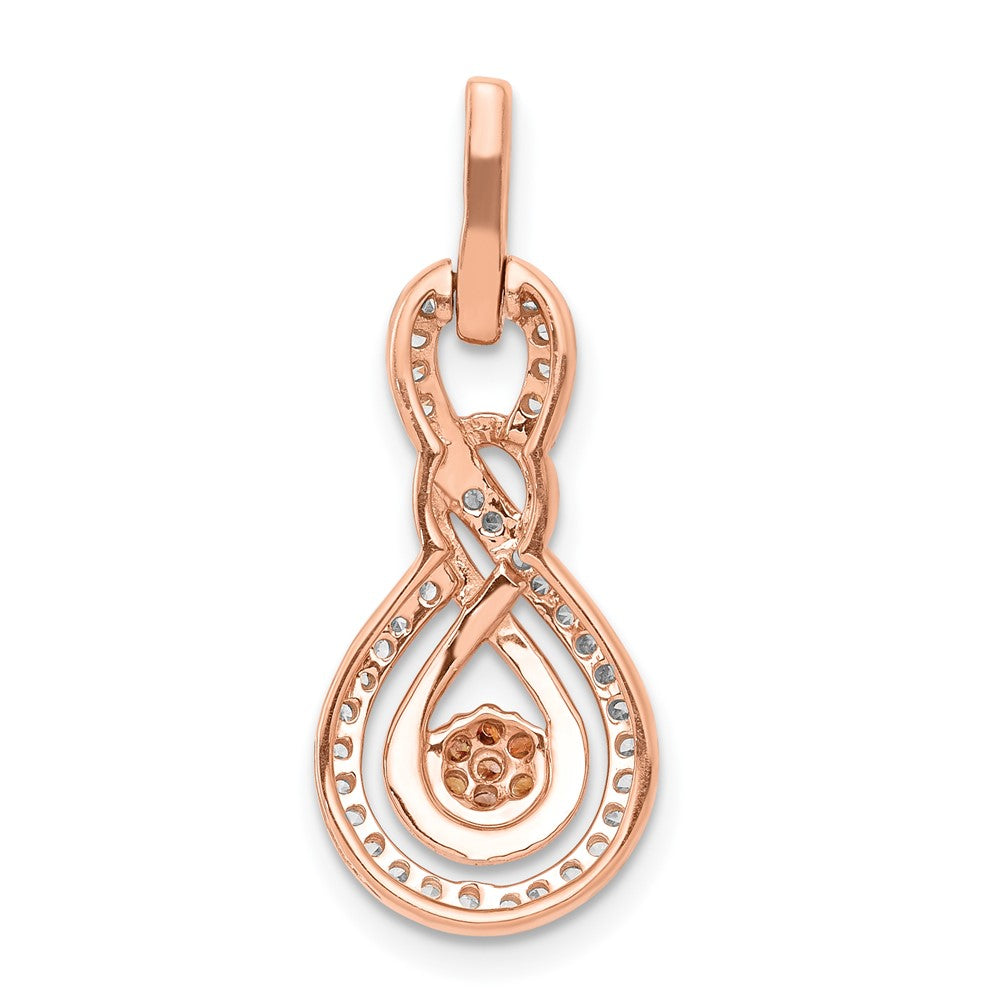 14k Rose Gold Champagne and White Real Diamond Double Infinity Chain Slide
