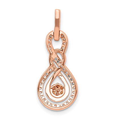 14k Rose Gold Champagne and White Real Diamond Double Infinity Chain Slide