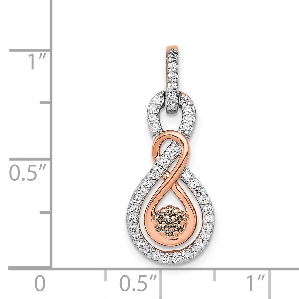 14k Rose Gold Champagne and White Real Diamond Double Infinity Chain Slide