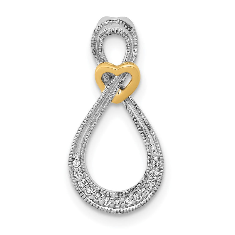 14k Two-Tone Gold 1/20ct. Real Diamond Infinity w/Heart Chain Slide