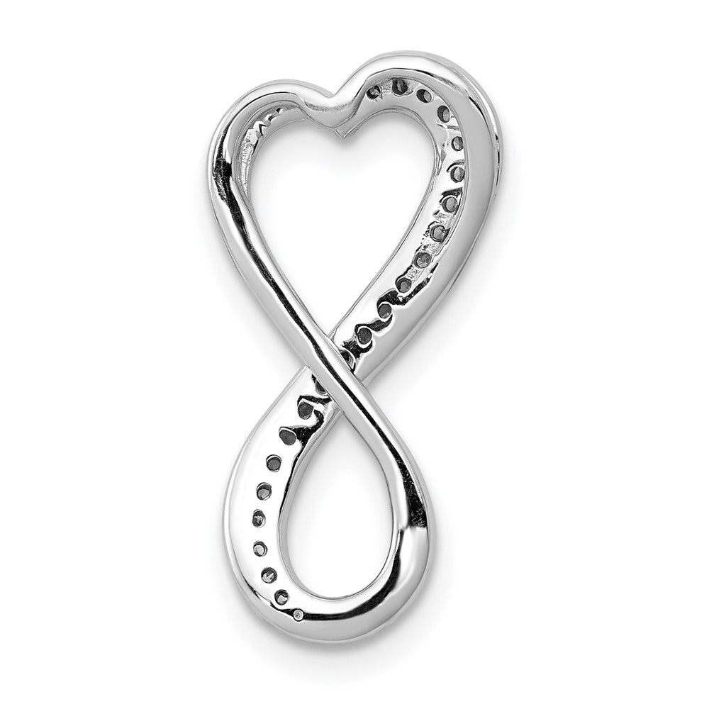 14k White Gold Real Diamond Freeform Heart Infinity Chain Slide