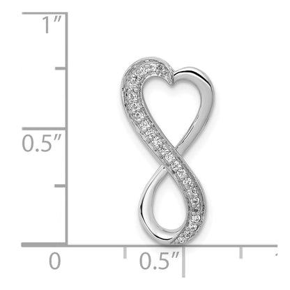 14k White Gold Real Diamond Freeform Heart Infinity Chain Slide