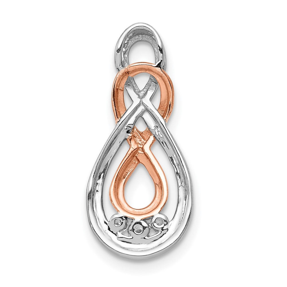 14k White and Rose Gold Real Diamond Double Infinity Chain Slide