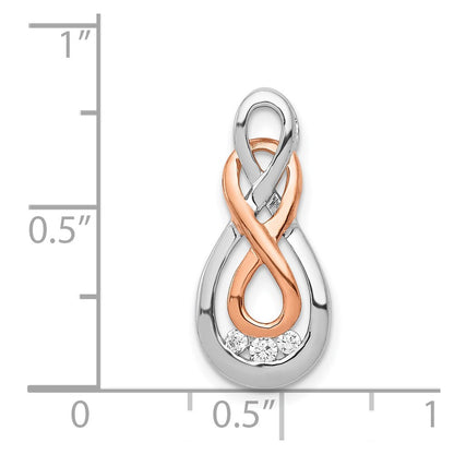 14k White and Rose Gold Real Diamond Double Infinity Chain Slide