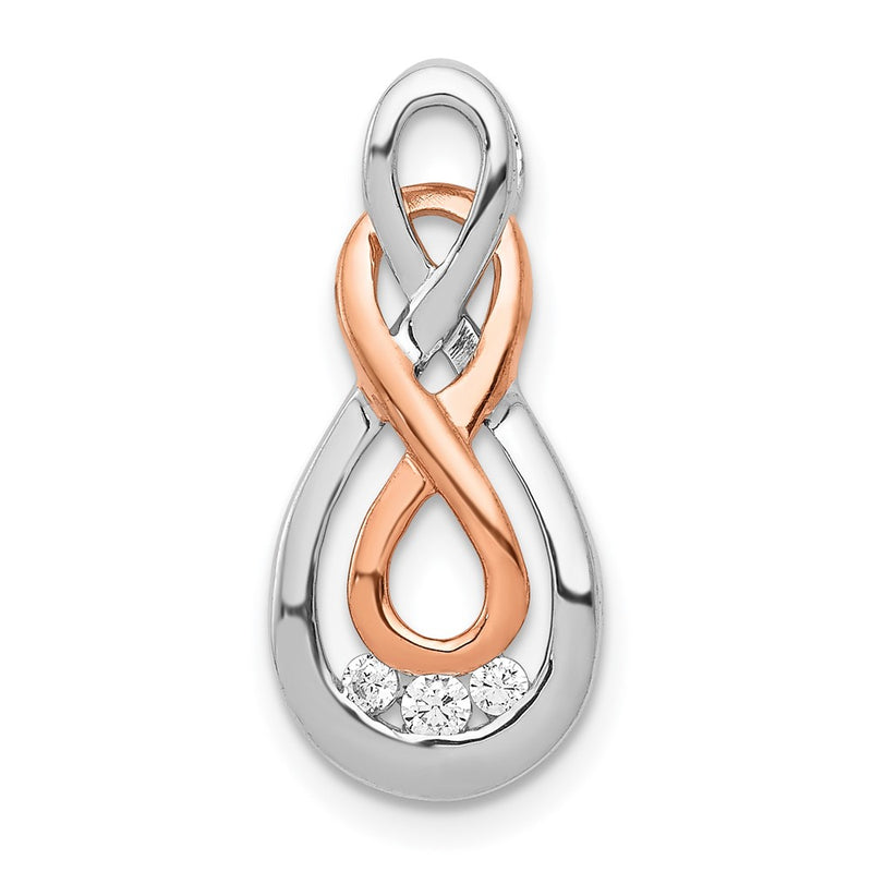 14k White and Rose Gold Real Diamond Double Infinity Chain Slide