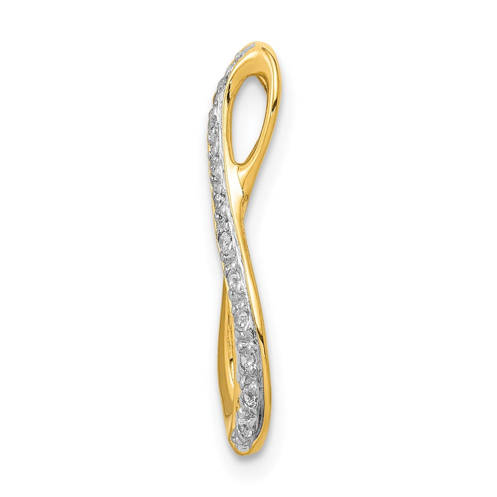 14k Yellow Gold and Rhodium 1/20ct. Real Diamond Infinity Chain Slide