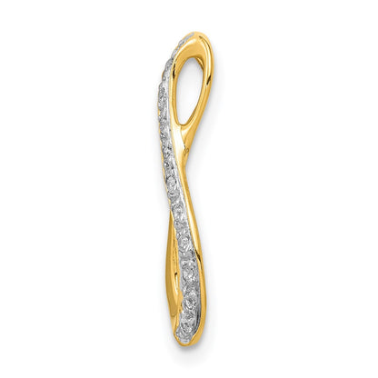 14k Yellow Gold and Rhodium 1/20ct. Real Diamond Infinity Chain Slide