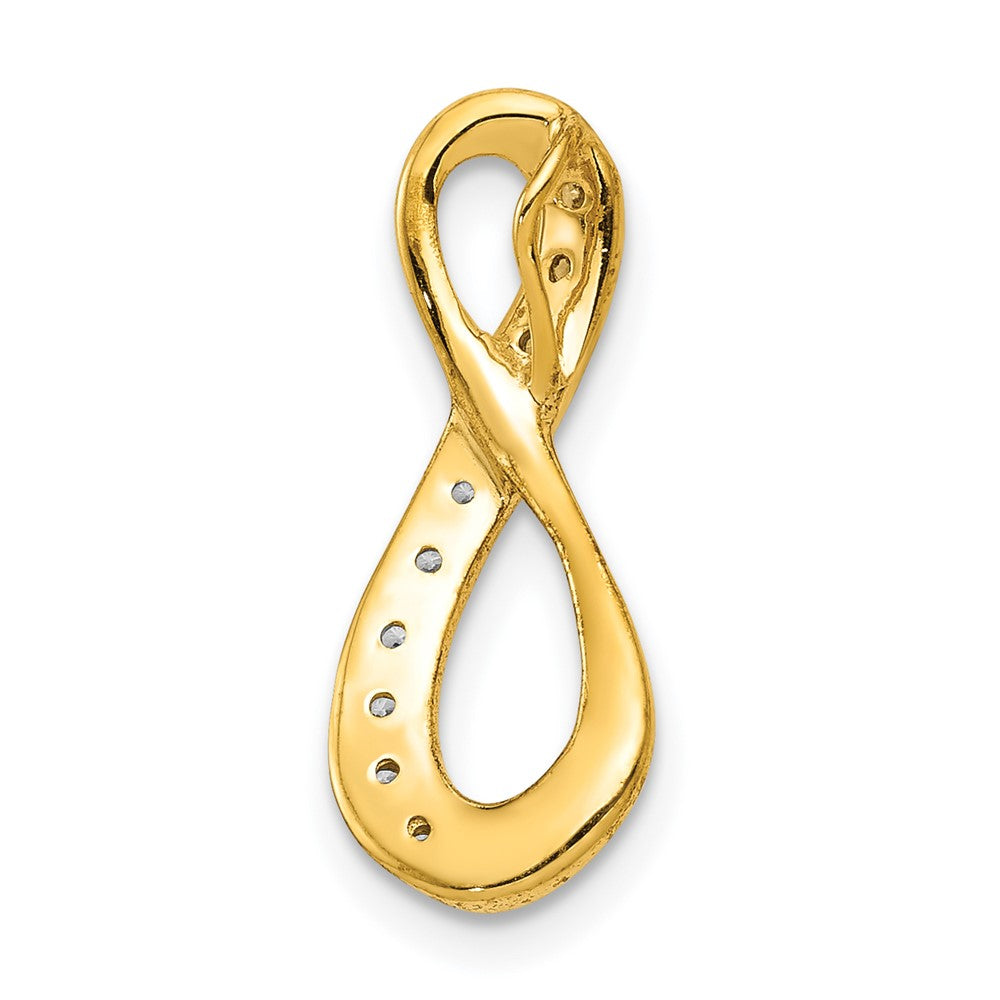 14k Yellow Gold and Rhodium 1/20ct. Real Diamond Infinity Chain Slide