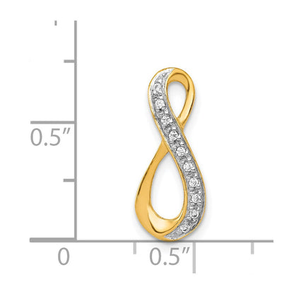 14k Yellow Gold and Rhodium 1/20ct. Real Diamond Infinity Chain Slide