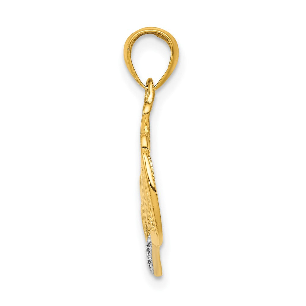 14K Yellow Gold .02 Real Diamond MOMMY Double Heart pendant