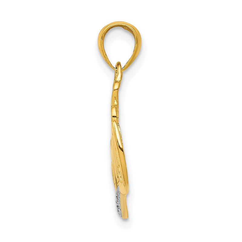 14K Yellow Gold .02 Real Diamond MOMMY Double Heart pendant