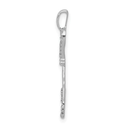 14k White Gold 1/10ct. Real Diamond Heart Key Pendant