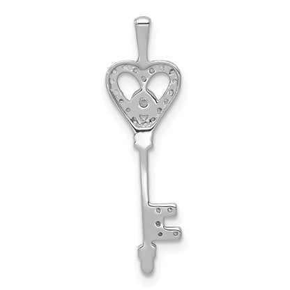 14k White Gold 1/10ct. Real Diamond Heart Key Pendant