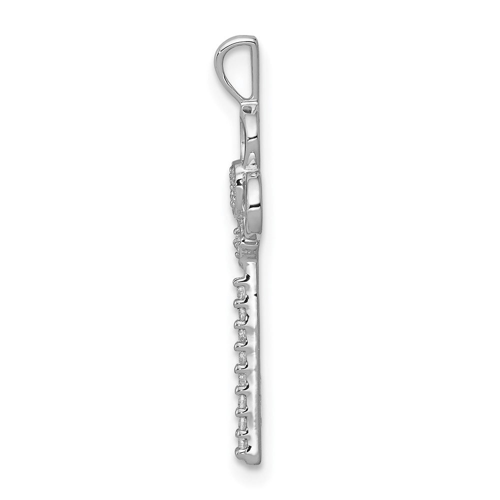 14k White Gold Real Diamond Club Key Pendant