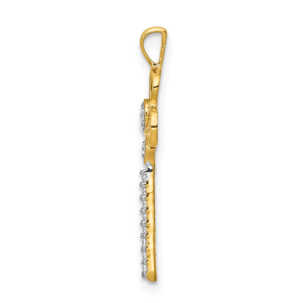 14K Yellow Gold Real Diamond Club Key Pendant
