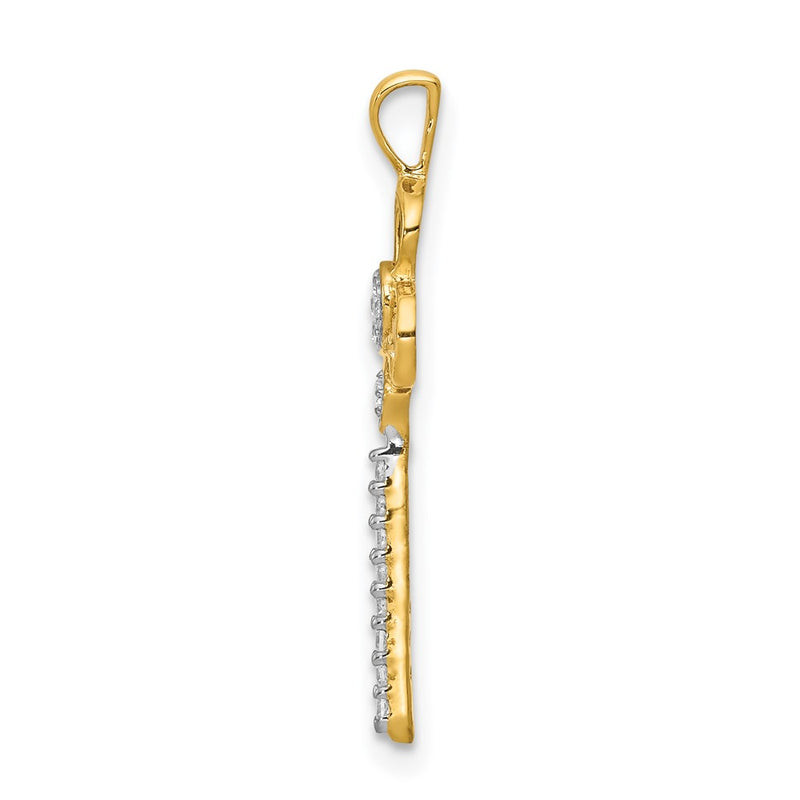 14K Yellow Gold Real Diamond Club Key Pendant