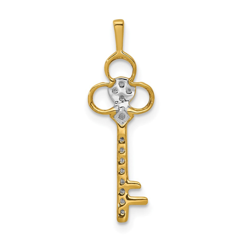 14K Yellow Gold Real Diamond Club Key Pendant