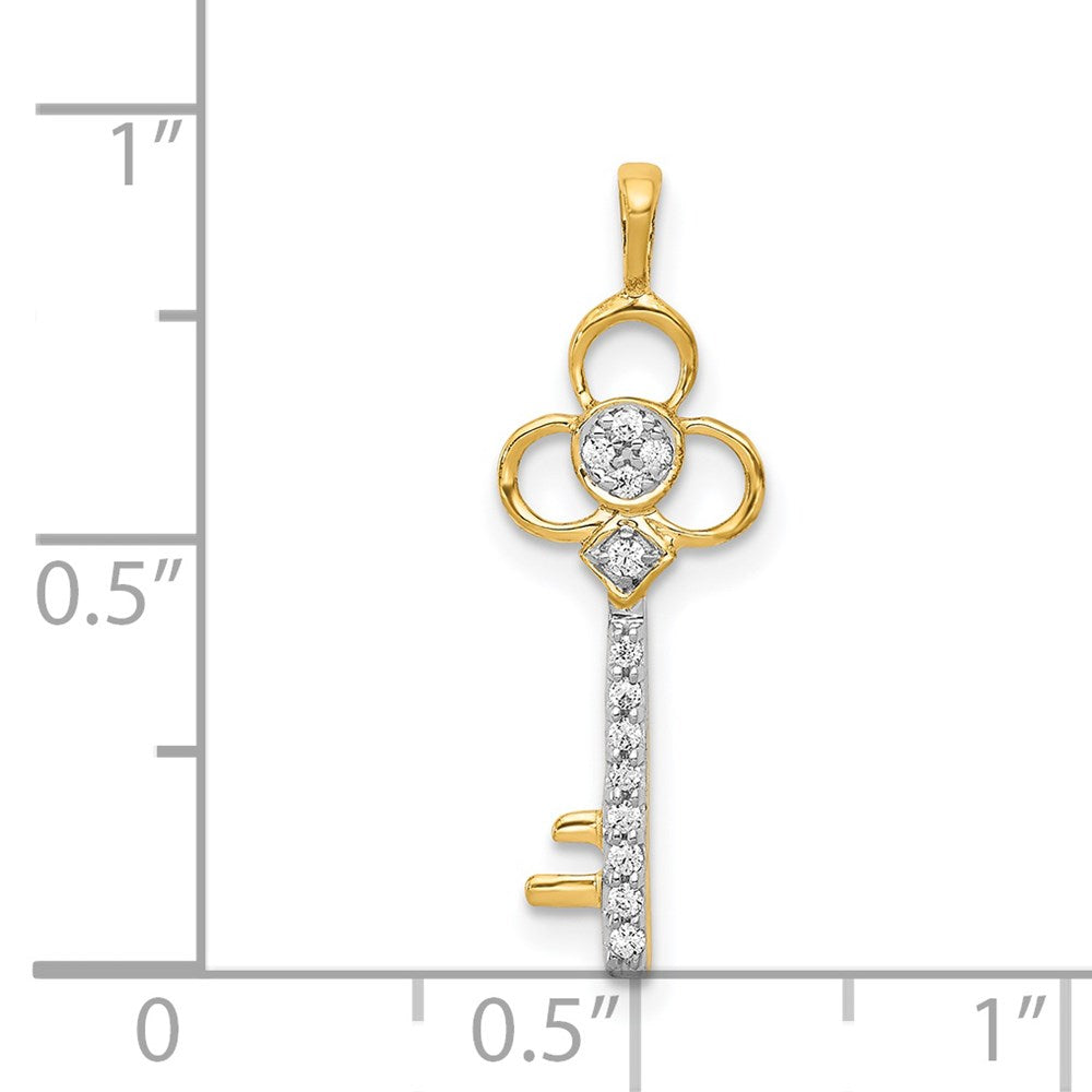 14K Yellow Gold Real Diamond Club Key Pendant