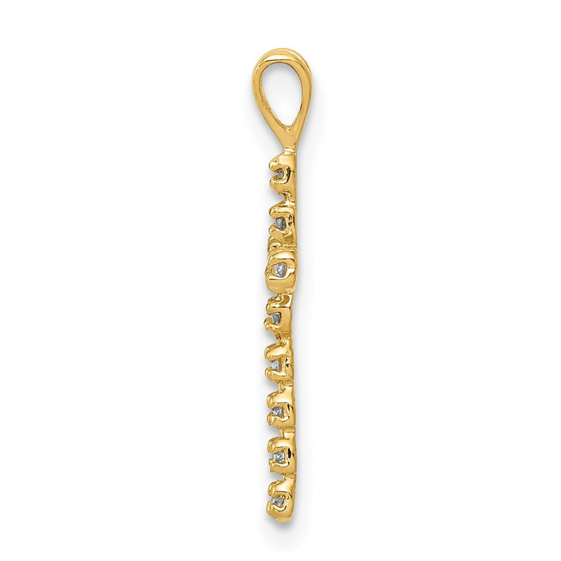 14K Yellow Gold AA Real Diamond Latin Cross Pendant