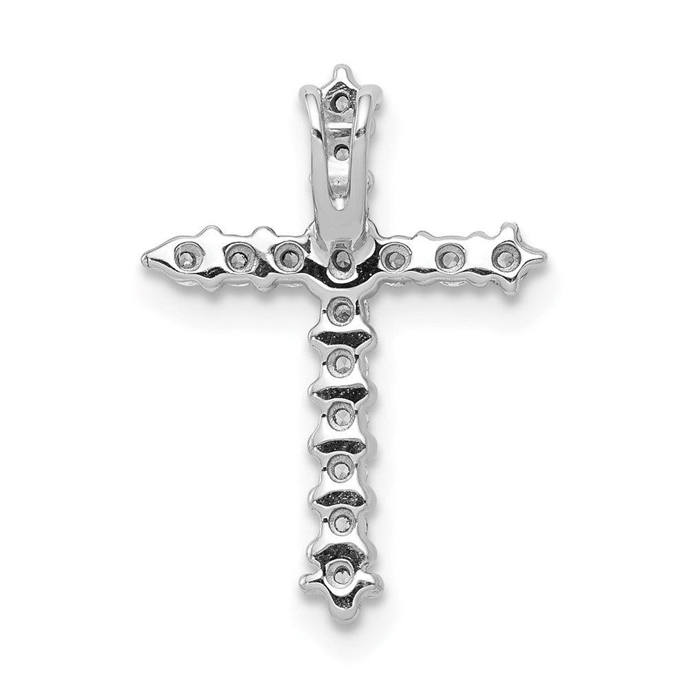 14k White Gold AA Real Diamond Cross Chain Slide