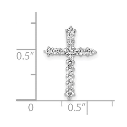 14k White Gold AA Real Diamond Cross Chain Slide