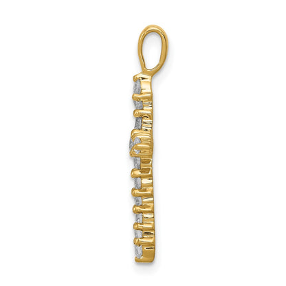 14K Yellow Gold AA Real Diamond Cross Pendant