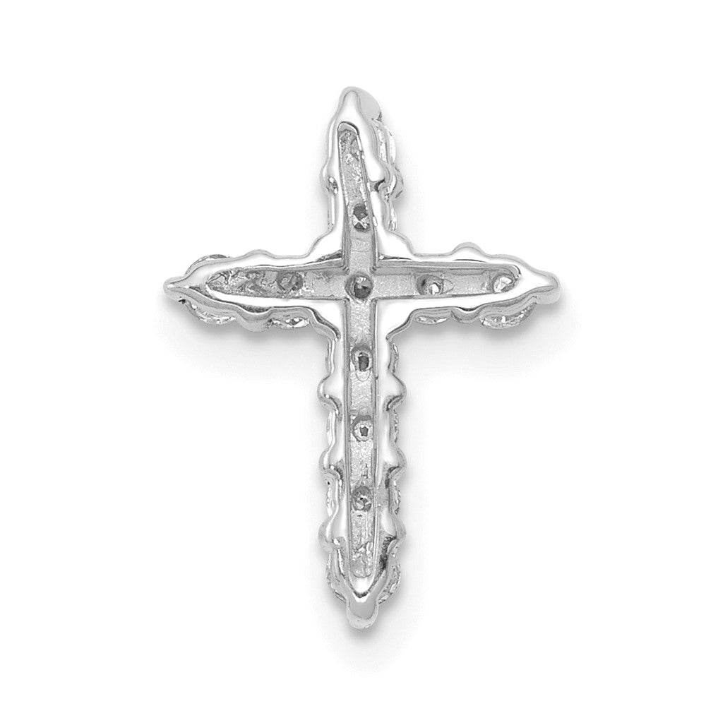 14k White Gold AA 1/3ct. Real Diamond Cross Pendant
