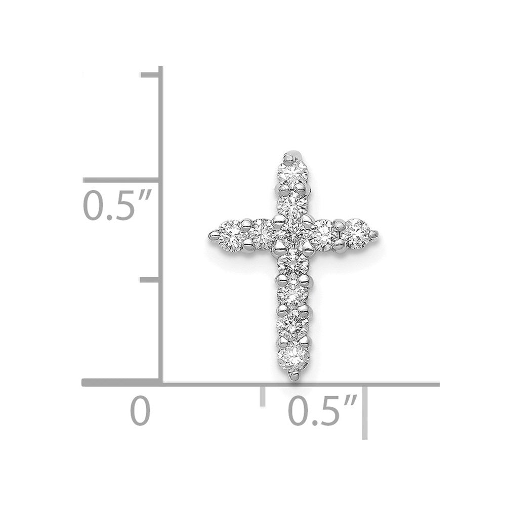 14k White Gold AA 1/3ct. Real Diamond Cross Pendant