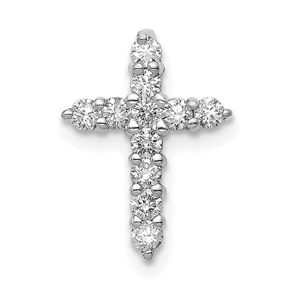 14k White Gold AA 1/3ct. Real Diamond Cross Pendant