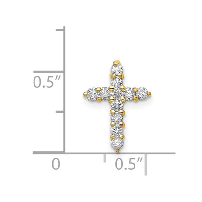 14K Yellow Gold AA 1/3ct. Real Diamond Cross Pendant