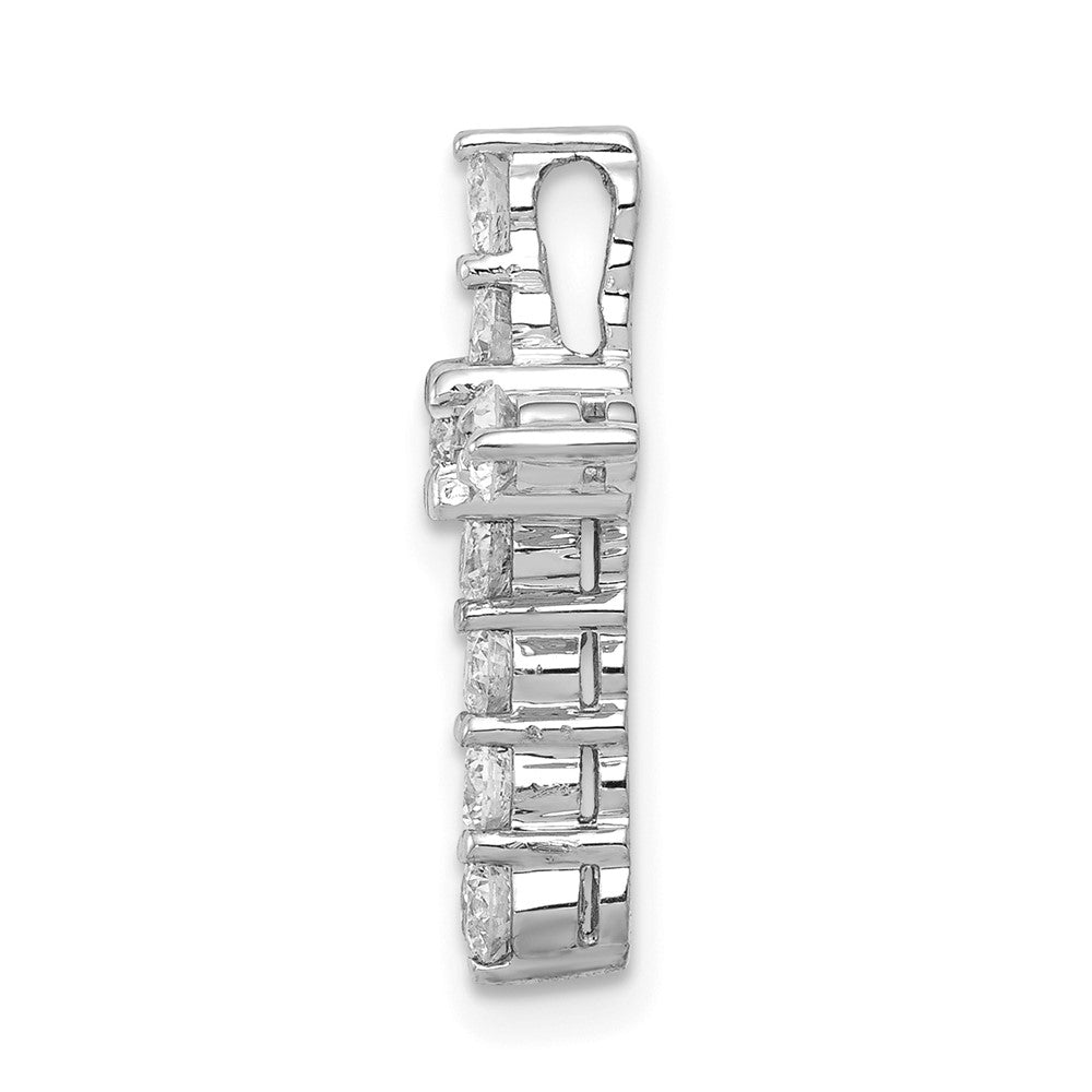 14k White Gold AA 3/4ct. Real Diamond Cross Chain Slide