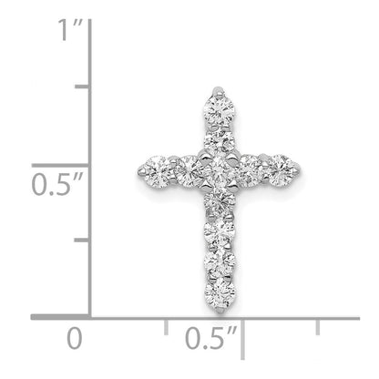 14k White Gold AA 3/4ct. Real Diamond Cross Chain Slide