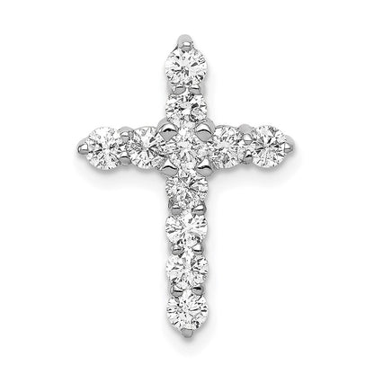 14k White Gold AA 3/4ct. Real Diamond Cross Chain Slide