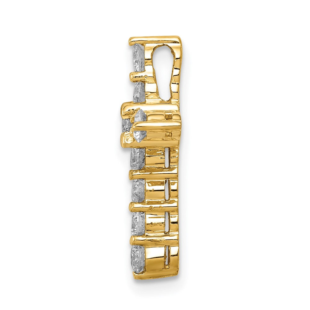 14K Yellow Gold AA 3/4ct. Real Diamond Cross Chain Slide
