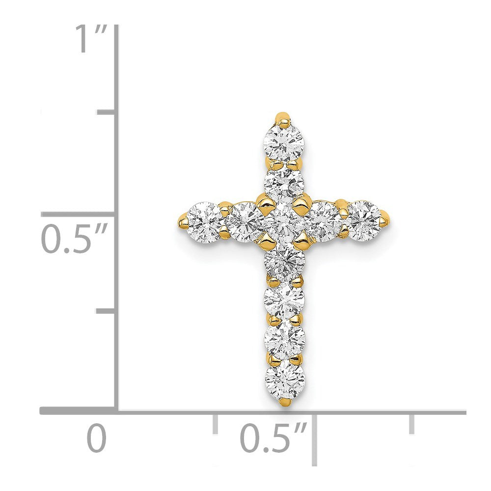 14K Yellow Gold AA 3/4ct. Real Diamond Cross Chain Slide
