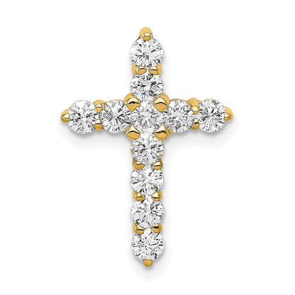 14K Yellow Gold AA 3/4ct. Real Diamond Cross Chain Slide