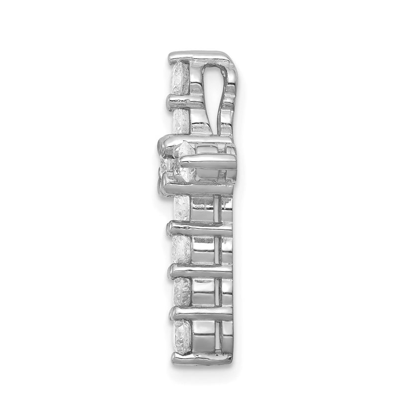 14k White Gold AA 1ct. Real Diamond Cross Chain Slide