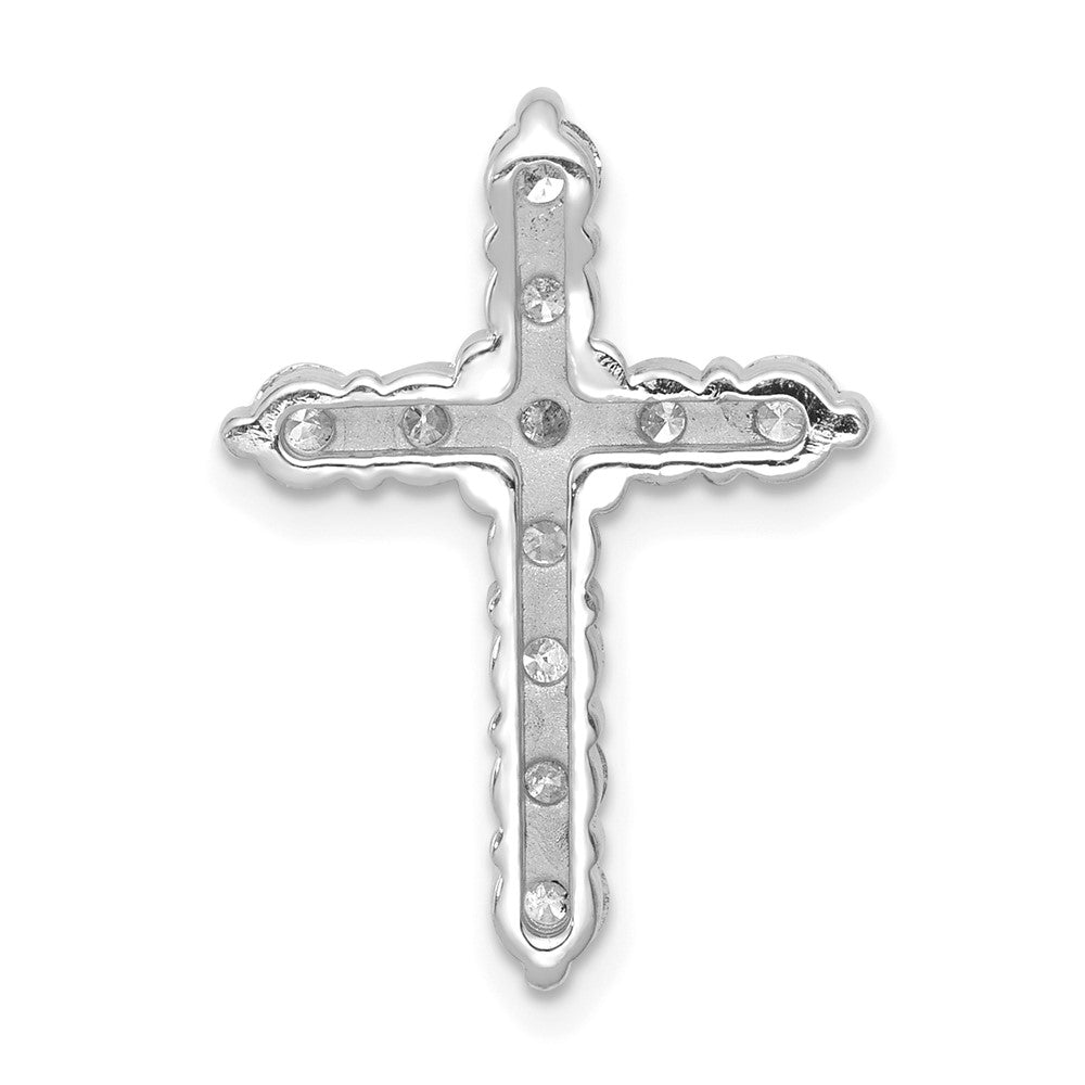 14k White Gold AA 1ct. Real Diamond Cross Chain Slide