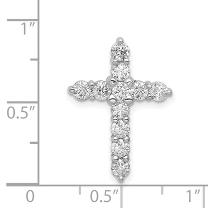 14k White Gold AA 1ct. Real Diamond Cross Chain Slide