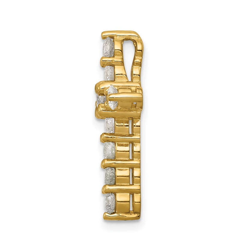 14K Yellow Gold AA 1ct. Real Diamond Cross Chain Slide
