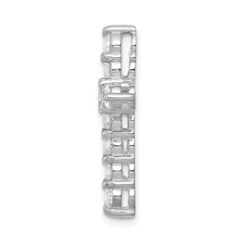 14k White Gold AA 1.25ct. Real Diamond Cross Chain Slide