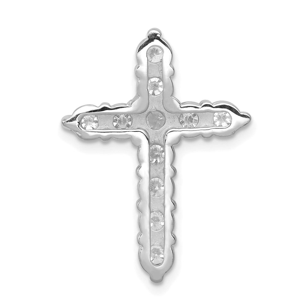 14k White Gold AA 1.25ct. Real Diamond Cross Chain Slide