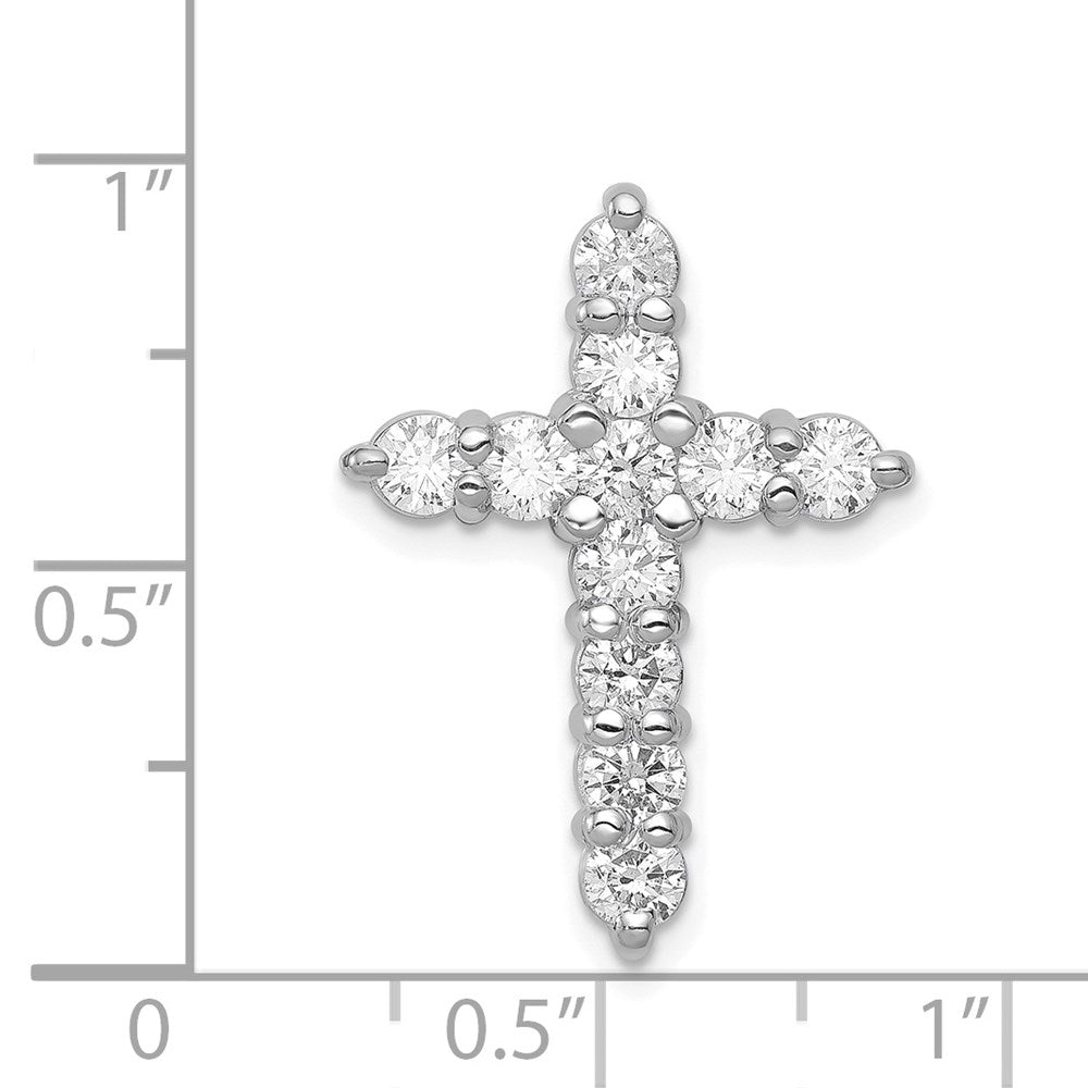 14k White Gold AA 1.25ct. Real Diamond Cross Chain Slide
