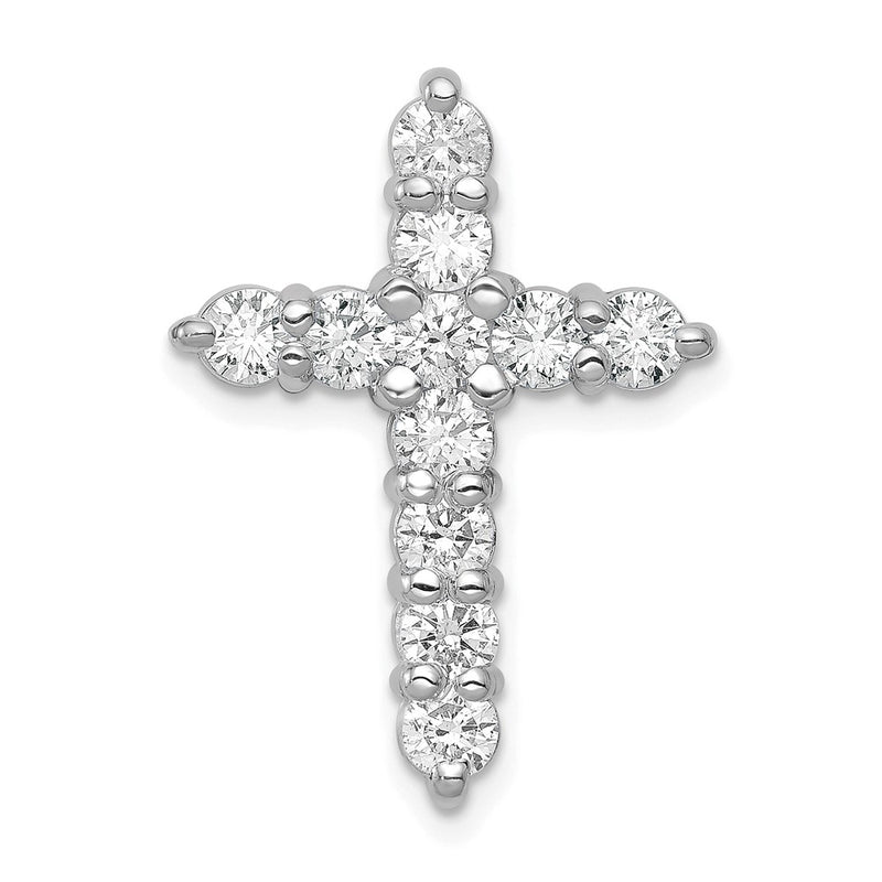 14k White Gold AA 1.25ct. Real Diamond Cross Chain Slide
