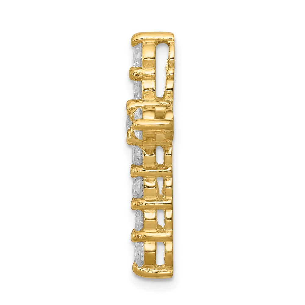 14K Yellow Gold AA 1.25ct. Real Diamond Cross Chain Slide