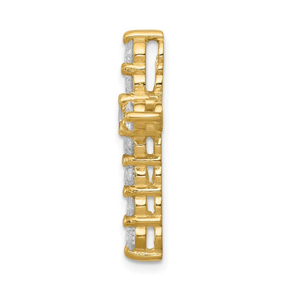 14K Yellow Gold AA 1.25ct. Real Diamond Cross Chain Slide