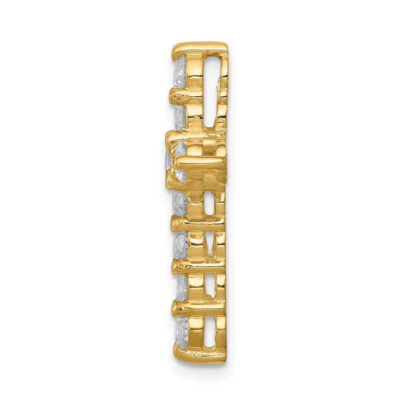 14K Yellow Gold AA 1.25ct. Real Diamond Cross Chain Slide