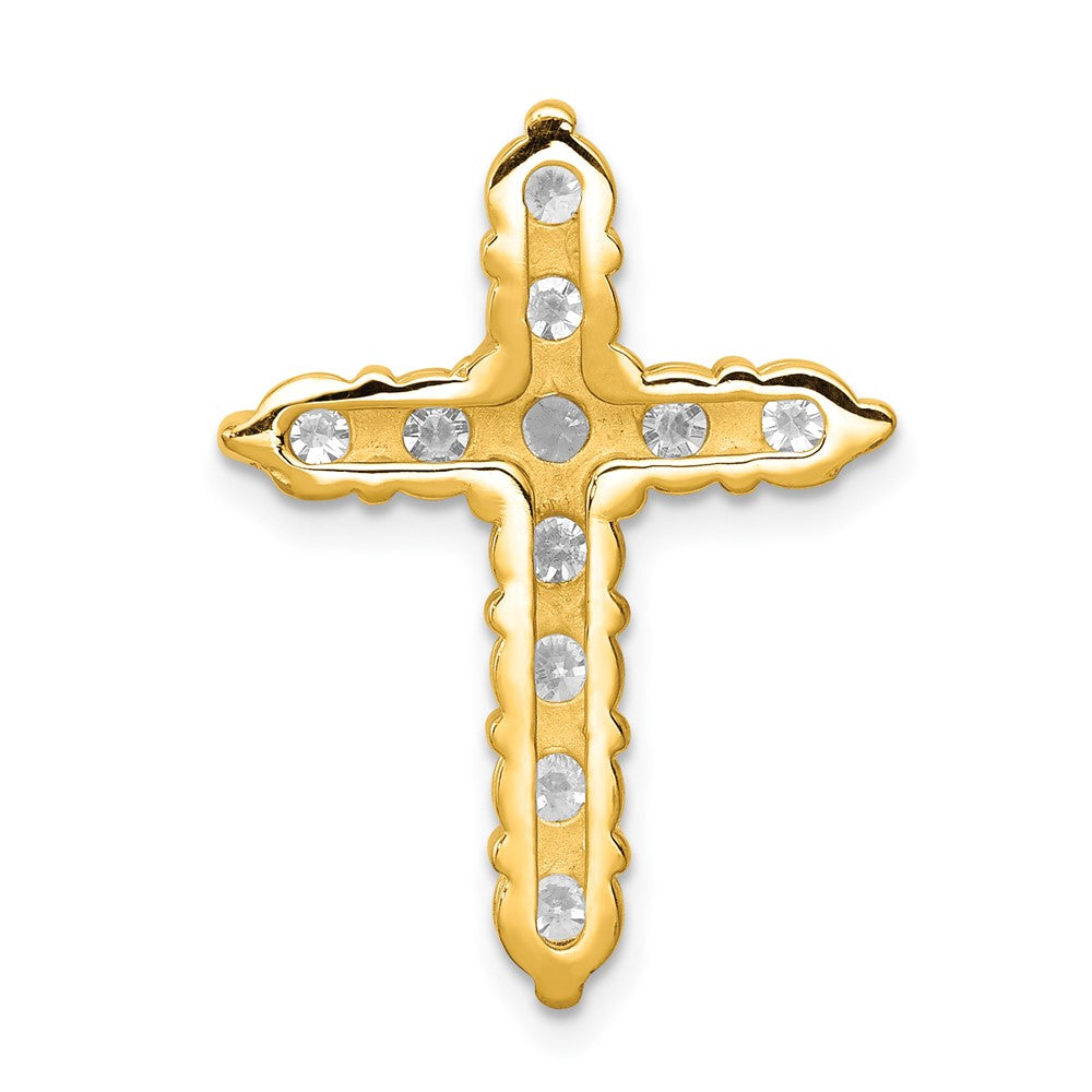 14K Yellow Gold AA 1.25ct. Real Diamond Cross Chain Slide