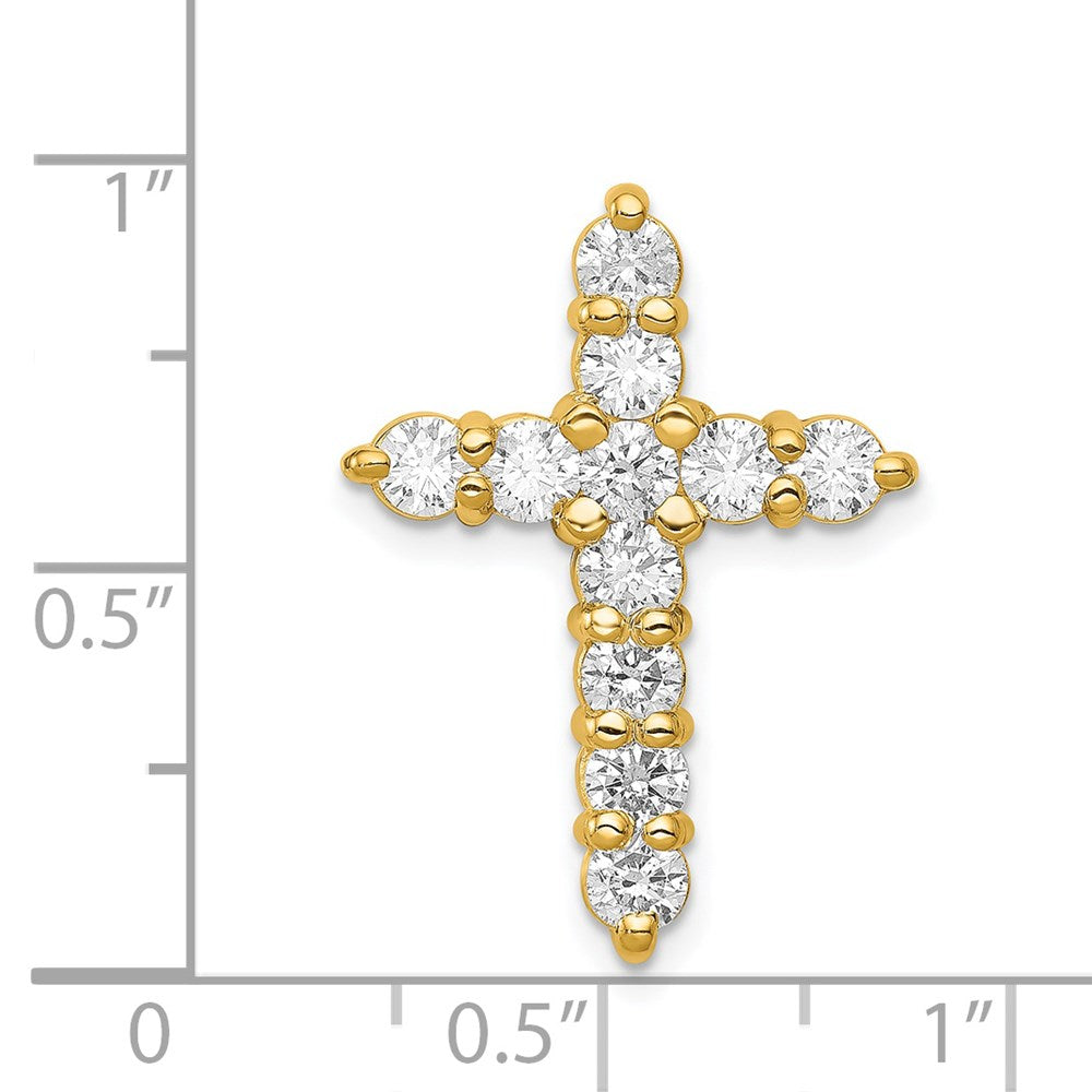 14K Yellow Gold AA 1.25ct. Real Diamond Cross Chain Slide